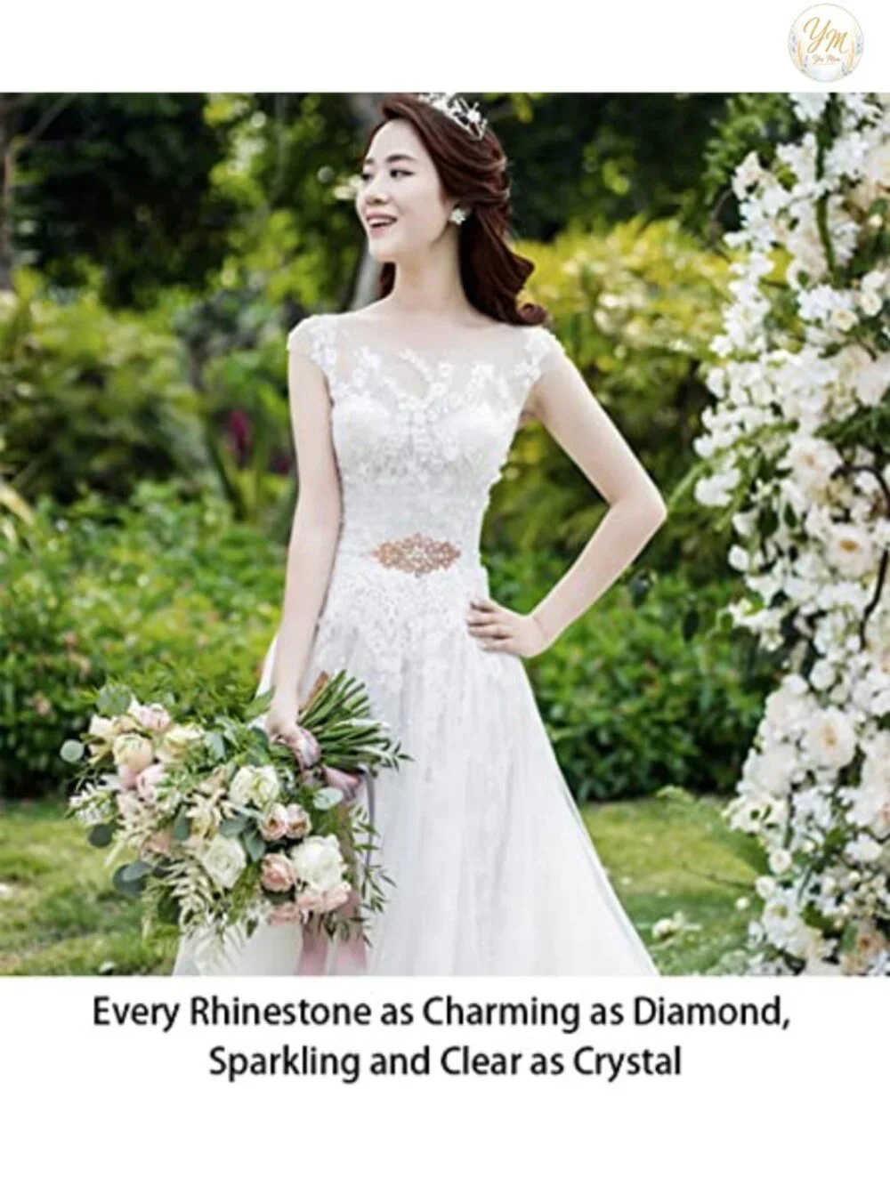 Wedding Sash Belt Bridal Rhinestone Applique Crystal Pearl Handmade 5 Pack